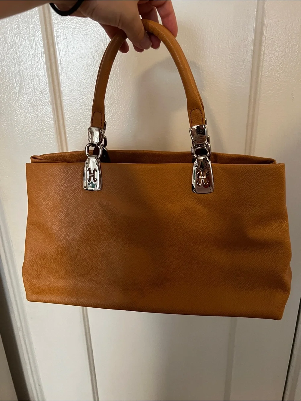Cole Haan Handbag in Cognac Brown with Silver Hardware